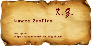 Kuncze Zamfira névjegykártya